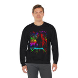 Reaper Of Neon Flames Sweatshirt Cosmic Skull Glow Design Unisex Heavy Blend Streetwear For Power Seekers, Dreamers, And Night Explorers