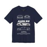 White Mid Engine Sports Coupe Blueprint Artwork Unisex Heavy Cotton Tee High Performance Inspired Streetwear Graphic Shirt For Car Enthusiasts And Automotive Art Fans