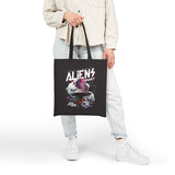 Aliens Exist Cotton Canvas Tote Bag UFO Extraterrestrial Glitch Art Eco Friendly Shopping Bag