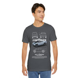 Futuristic Electric Pickup Blueprint Art Unisex Heavy Cotton Tee Bold Streetwear Graphic Shirt For Car Lovers And Tech Enthusiasts