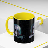 Space Galaxy Accent Coffee Mug 11oz 15oz Astronaut Spacecraft Earth Black Two Tone Ceramic Cup Gift for Space Lovers