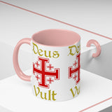 Deus Vult Accent Coffee Mug 11oz 15oz Red Cross Knight Crusader Ceramic Cup Bold Medieval Design Christian Symbol Faith Inspired Coffee Tea Gift Drinkware