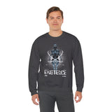 Existence Dystopian Society Cyborg Unisex Heavy Blend Crewneck Sweatshirt Futuristic Sci Fi Robotic Graphic Cyberpunk Streetwear Pullover