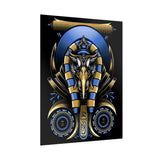 Eye Of Eternity Poster Gold And Blue Egyptian Owl Pharaoh Sacred Geometry Art Print Spiritual Wall Decor For Focus Energy And Royal Inspiration