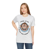 Smiling Monkey Cartoon Good Luck Design Unisex Heavy Cotton Tee Funny Cute Graphic Shirt Positive Vibes Humor Artwork Casual Wear Gift For Friends