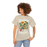 Lets Grow Together Floral Graphic Unisex Heavy Cotton Tee Comfortable Streetwear Bold Garden Botanical Design Motivational Empowerment T Shirt Perfect Gift for Friends Couples Birthdays and Everyday Casual Wear