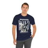 Heavenly Bond Unisex Jersey Short Sleeve Tee Graphic Black T Shirt Angel And Lion Statue Artistic Spiritual Streetwear Bold Futuristic Fashion Outfit