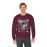 Blessed Angel Statue Graphic Unisex Heavy Blend Crewneck Sweatshirt Gothic Streetwear Aesthetic Spiritual Bold Artistic Pullover