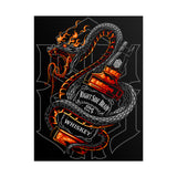 Inferno Spirit Fiery Dragon Whiskey Bottle Matte Vertical Poster Bold Bar Wall Art Gothic Biker Decor Streetwear Aesthetic Tattoo Flame Design Symbol of Rebellion Passion and Energy