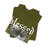 Blessed Angel Statue Graphic Unisex Jersey Short Sleeve Tee Gothic Streetwear Aesthetic Spiritual Bold Artistic Fashion T Shirt