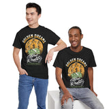 Golden Dreams Silver Reality Money Graphic Unisex Heavy Cotton Tee Bold Hustler Cash Bag Dollar Streetwear Motivational T Shirt