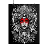 Mystic Warrior Goddess Poster Museum-Quality Wall Art Print Sacred Feminine Energy Gothic Tribal Line Design Perfect for Home Decor Studios Meditation Corners and Art Lovers
