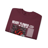 Heart Flower Graphic Unisex Heavy Blend Crewneck Sweatshirt Comfortable Streetwear Pullover Bold Red and Black Floral Heart Design Symbol of Love Strength and Vitality Perfect Gift for Friends Birthdays Cozy Days and Everyday Wear