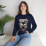 Death Silence Skull Fire Graphic Unisex Heavy Blend Crewneck Sweatshirt Gothic Horror Streetwear Bold Vintage Dark Flame Skull Pullover