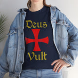 Unisex Deus Vult T Shirt Medieval Crusader Cross Graphic Tee Warrior Knight Inspired Vintage Christian Symbol Heavy Cotton Streetwear