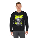 Praise Angel Statue Graphic Unisex Heavy Blend Crewneck Sweatshirt Gothic Spiritual Streetwear Pullover