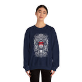 Mystic Warrior Goddess Unisex Sweatshirt Bold Monochrome Tribal Design Sacred Feminine Energy Gothic Art Streetwear Perfect for Festivals Winter Comfort and Everyday Style