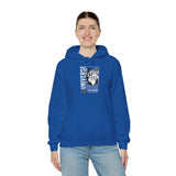 Universe Beyond The Cosmos Unisex Heavy Blend Hooded Sweatshirt Graphic Hoodie Black Skeleton Hand Space Infinity Streetwear Futuristic Sci Fi Artistic Fashion Outfit