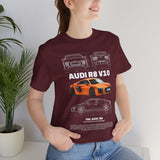 Orange Mid Engine Supercar Blueprint Artwork Unisex Heavy Cotton Tee High Performance Inspired Streetwear Graphic Shirt For Car Enthusiasts And Automotive Art Fans