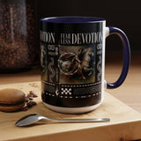 Fearless Devotion Accent Coffee Mug 11oz 15oz Black Ceramic Cup with Warrior on Horse Artwork for Courage Loyalty and Strength Lovers