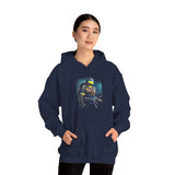 Urban Warrior Samurai Heavy Blend™ Unisex Hoodie Fierce Armored Fighter Design Blue Energy Streetwear Courage Focus Strength for Fearless Hustlers and Modern Legends