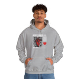 Heart Flower Graphic Hoodie Comfortable Unisex Heavy Blend Sweatshirt Bold Red and Black Floral Heart Design Streetwear Symbol of Love Strength and Vitality Perfect Gift for Friends Birthdays Cozy Days and Casual Wear