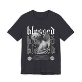 Blessed Angel Statue Graphic Unisex Jersey Short Sleeve Tee Gothic Streetwear Aesthetic Spiritual Bold Artistic Fashion T Shirt