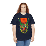 Cell Samurai Unisex Heavy Cotton Tee Vibrant Neon Japanese Warrior Art Streetwear T Shirt Futuristic Samurai Design Perfect For Anime Lovers Festivals Tattoo Artists And Modern Cultural Fashion Fans