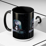 Space Galaxy Accent Coffee Mug 11oz 15oz Astronaut Spacecraft Earth Black Two Tone Ceramic Cup Gift for Space Lovers