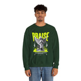 Praise Angel Statue Graphic Unisex Heavy Blend Crewneck Sweatshirt Gothic Spiritual Streetwear Pullover