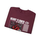 Heart Flower Graphic Unisex Heavy Blend Crewneck Sweatshirt Comfortable Streetwear Pullover Bold Red and Black Floral Heart Design Symbol of Love Strength and Vitality Perfect Gift for Friends...
