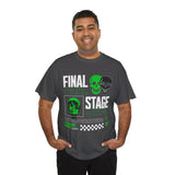Final Stage Unisex Heavy Cotton Tee Graphic Black T Shirt Skull Neon Green Streetwear Futuristic Cyberpunk Bold Artistic Fashion Outfit