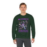 Butterfly Holographic Unisex Heavy Blend Crewneck Sweatshirt Graphic Pullover Black Streetwear Where Elegance Takes Flight Trendy Aesthetic Fashion Outfit