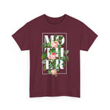 Mother Floral Design Unisex Heavy Cotton Tee Comfortable T Shirt Botanical Typography Graphic Streetwear Gift For Mom Mother’s Day Birthday Casual Everyday Wear