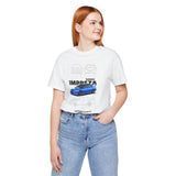Blue Rally Inspired Performance Sedan Artwork Unisex Heavy Cotton Tee High Speed Streetwear Graphic Shirt For Car Enthusiasts And Automotive Art Lovers