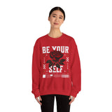 Be Your Self Rose Crewneck Comfortable Unisex Sweatshirt Motivational Streetwear Bold Floral Empowerment Design for Self Love Perfect Gift for Friends Birthdays Cozy Days Casual Wear