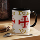 Deus Vult Accent Coffee Mug 11oz 15oz Red Cross Knight Crusader Ceramic Cup Bold Medieval Design Christian Symbol Faith Inspired Coffee Tea Gift Drinkware