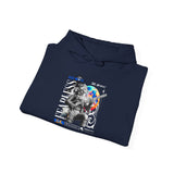 Fearless Memory Unisex Heavy Blend Hooded Sweatshirt Graphic Hoodie Black Astronaut Space Warrior Futuristic Sci Fi Bold Streetwear Artistic Fashion Outfit
