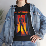The Silent Stalker Unisex Heavy Cotton Tee Retro Horror Graphic Shirt Halloween Streetwear Creepy Night Design for Fall Parties and Dark Aesthetic Lovers