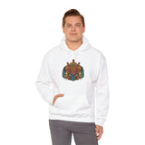 Balinese Barong Mask Unisex Hoodie Heavy Blend Pullover Sweatshirt Tribal Cultural Warrior Spirit Inspired Mythical Festival Graphic Streetwear