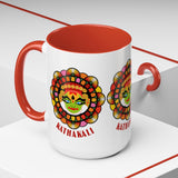 Kathakali Accent Coffee Mug 11oz 15oz Kerala India Classical Dance Art Face Ceramic Cup Cultural Heritage South Indian Folk Design Traditional Festival Gift