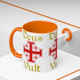 Deus Vult Accent Coffee Mug 11oz 15oz Red Cross Knight Crusader Ceramic Cup Bold Medieval Design Christian Symbol Faith Inspired Coffee Tea Gift Drinkware