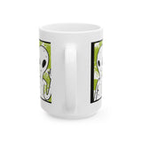 Unisex Not Alone Alien Ceramic Coffee Mug UFO Cartoon Graphic Cup Extraterrestrial Sci Fi Space Themed Conspiracy Inspired Paranormal Gift Drinkware
