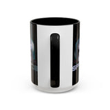 Space Galaxy Accent Coffee Mug 11oz 15oz Astronaut Spacecraft Earth Black Two Tone Ceramic Cup Gift for Space Lovers