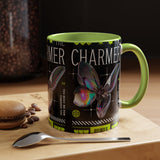 The Charmer Butterfly Accent Coffee Mug 11oz 15oz Black Two Tone Ceramic Cup Aesthetic Iridescent Butterfly Design Gift for Coffee Lovers