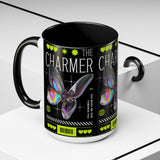 The Charmer Butterfly Accent Coffee Mug 11oz 15oz Black Two Tone Ceramic Cup Aesthetic Iridescent Butterfly Design Gift for Coffee Lovers