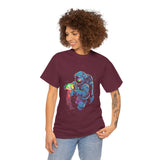 Galactic Dream Astronaut Neon Art Unisex Heavy Cotton Tee Bold Cosmic Streetwear Graphic T Shirt Vibrant Space Design Comfortable Classic Fit Everyday Wear Perfect Gift for Sci Fi Lovers and Creative Minds