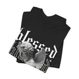 Blessed Angel Statue Graphic Unisex Jersey Short Sleeve Tee Gothic Streetwear Aesthetic Spiritual Bold Artistic Fashion T Shirt