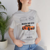 Orange Mid Engine Supercar Blueprint Artwork Unisex Heavy Cotton Tee High Performance Inspired Streetwear Graphic Shirt For Car Enthusiasts And Automotive Art Fans