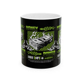 Money Power Ceramic Mug Dollar Stack Neon Green Graphic Hustle Mindset Streetwear Motivational Coffee Tea Cup